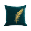 Feather Pillow - teal / gold foil / 18 x 18