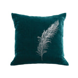 Feather Pillow - teal / gunmetal foil / 18 x 18"