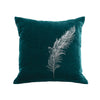 Feather Pillow - teal / gunmetal foil / 18 x 18