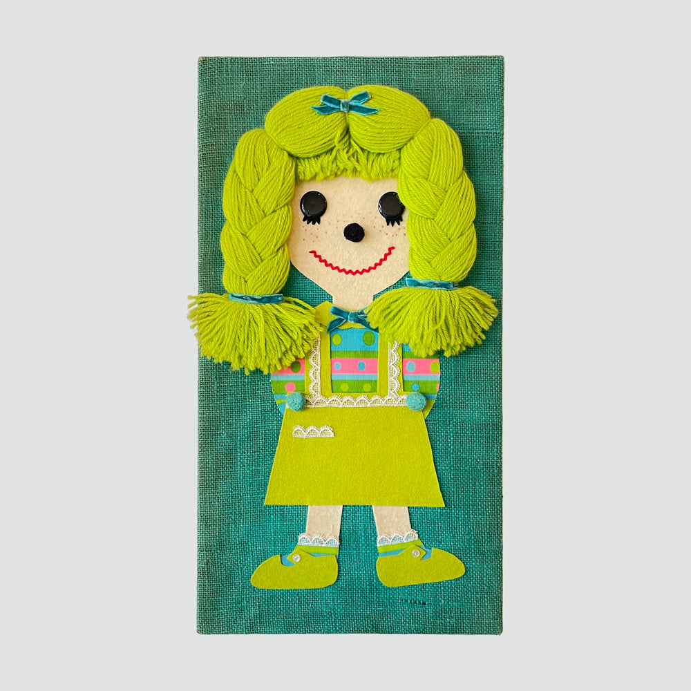 Vintage Green Haired Girl | Fiber Art