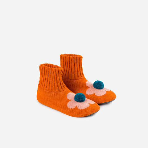 Unisex  Kaleidoscope Knit House Socks | Peach Red