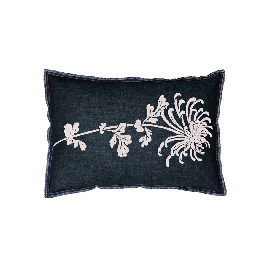 Denim Flocked Mum Pillow - White