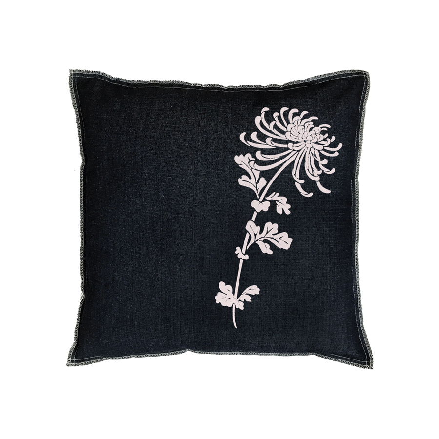 Denim Flocked Mum Pillow 18x18 - White