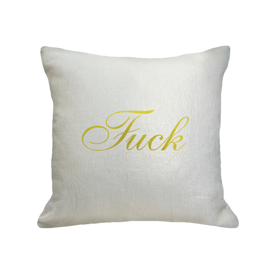 F*ck Pillow - metallic cream linen / gold foil