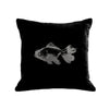 Goldfish Pillow - black / gunmetal foil