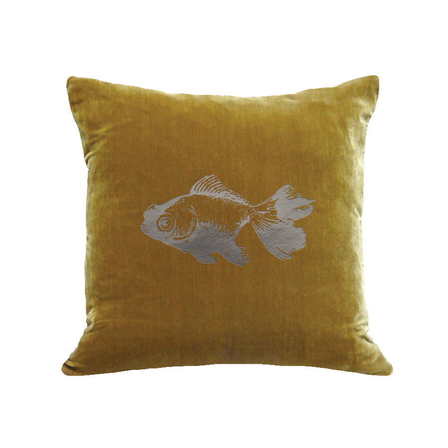 Goldfish Pillow - bronze / gunmetal foil