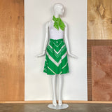 60s Green & White Chevron Skirt