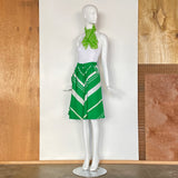 60s Green & White Chevron Skirt