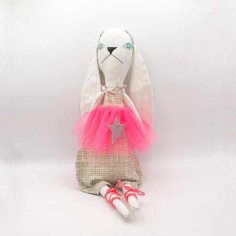 H Luv Fancy Rabbit with Tutu | Hand Drawn Checkered Pattern