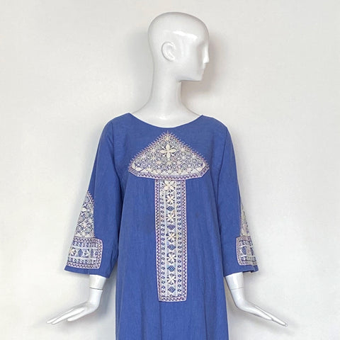 1960-70's Handmade Appliquéd Lace & Ribbon Kaftan