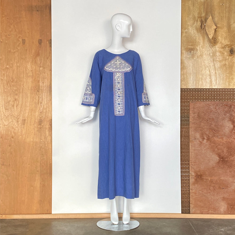 1960-70's Handmade Appliquéd Lace & Ribbon Kaftan
