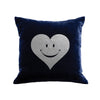 Happy Heart Pillow - navy / gunmetal foil