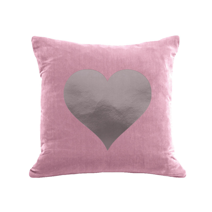 Heart Pillow - antique pink / gunmetal foil / 18x18