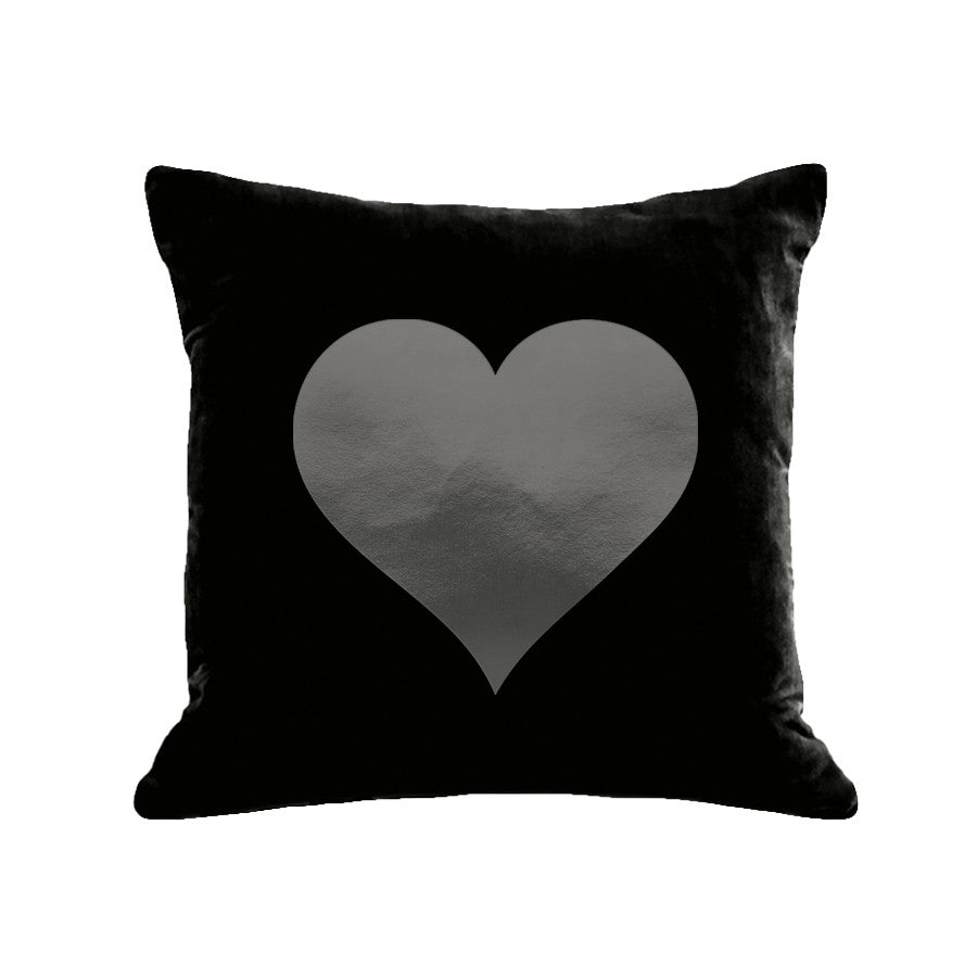 Heart Pillow - black / gunmetal foil / 18 x 18