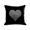 Heart Pillow - black / gunmetal foil / 18 x 18