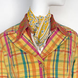 70's Seersucker Yellow Madras Three Button Blazer