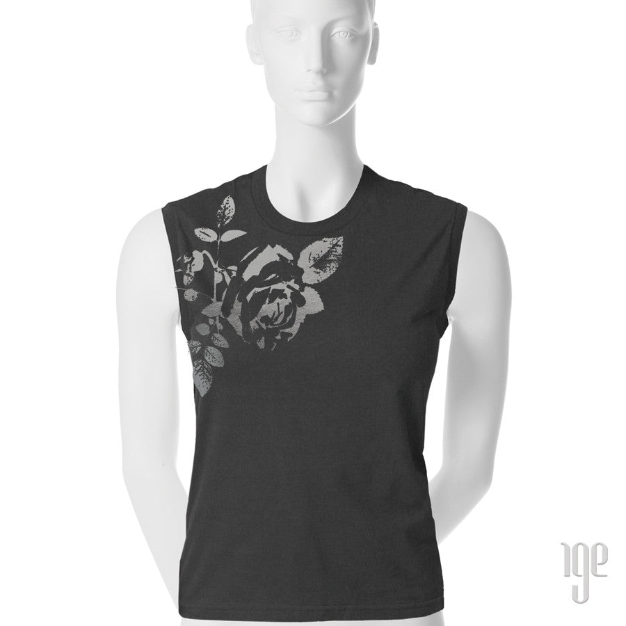 Rose Bud Muscle T-Shirt - 1 (SM) / gray-gunmetal - 2 (MD) / gray-gunmetal - 3 (LG) / gray-gunmetal