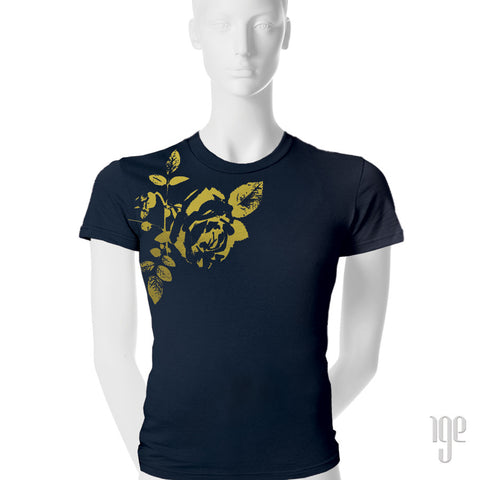 Rose Bud T-Shirt - 1 (SM) / navy-gold - 2 (MD) / navy-gold