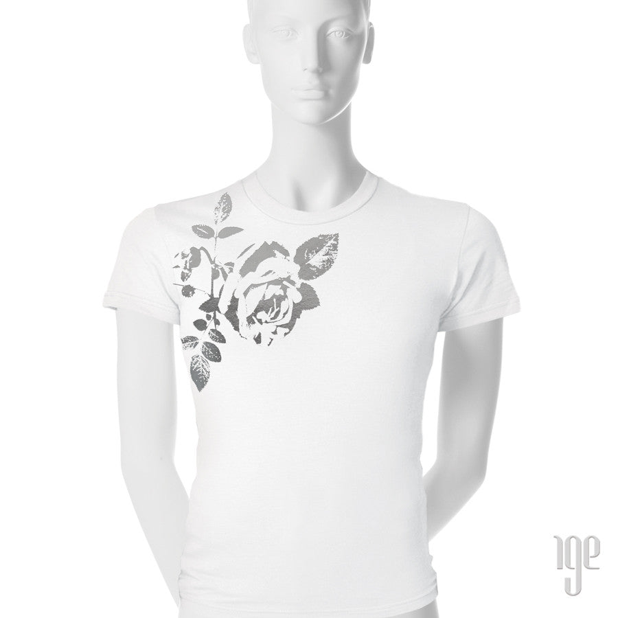 Rose Bud T-Shirt - 1 (SM) / white-gunmetal - 2 (MD) / white-gunmetal