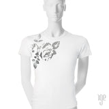 Rose Bud T-Shirt - 1 (SM) / white-gunmetal - 2 (MD) / white-gunmetal