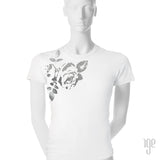 Rose Bud T-Shirt - 1 (SM) / white-gunmetal - 2 (MD) / white-gunmetal