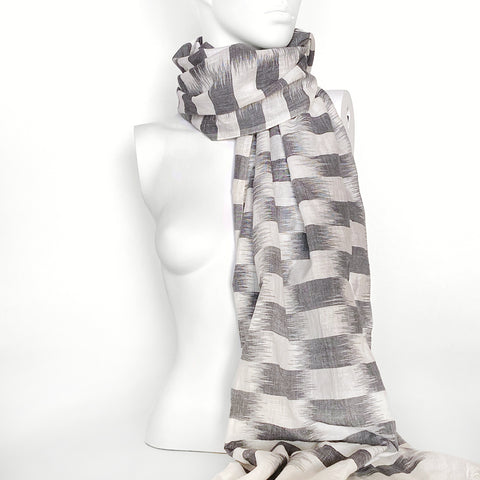 Handwoven Checkerboard Ikat Scarf