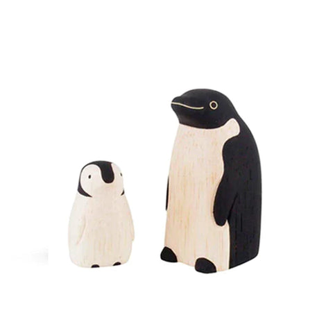 Handmade Japanese Wooden Figurine | Penguin Pair