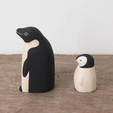 Handmade Japanese Wooden Figurine | Penguin Pair