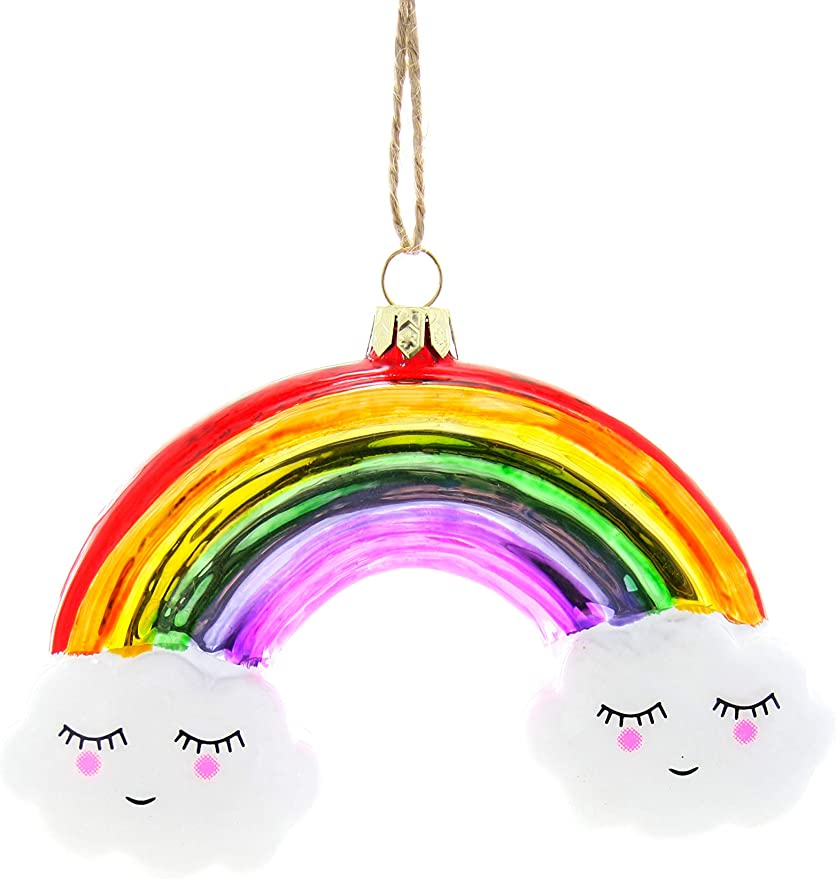 Glass Jolly Rainbow Ornament