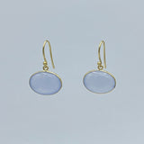 Large Oval Horizontal Earrings | Chalcedony