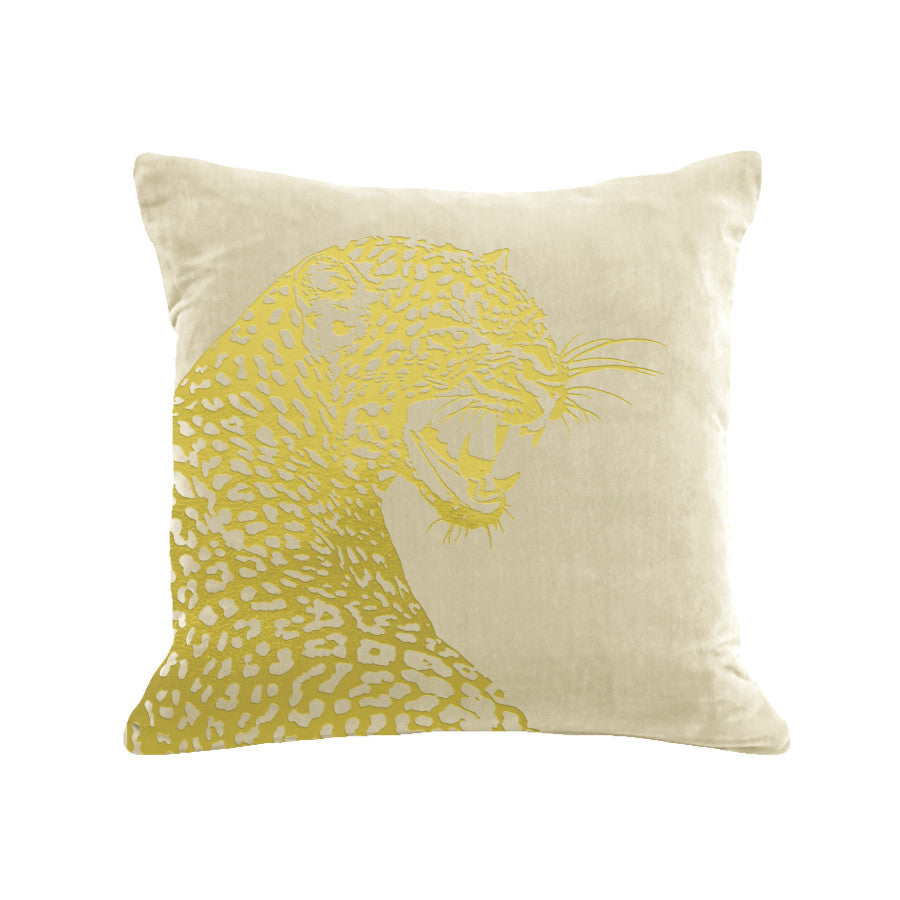 Leopard Pillow - cream / gold foil / 18 x 18"
