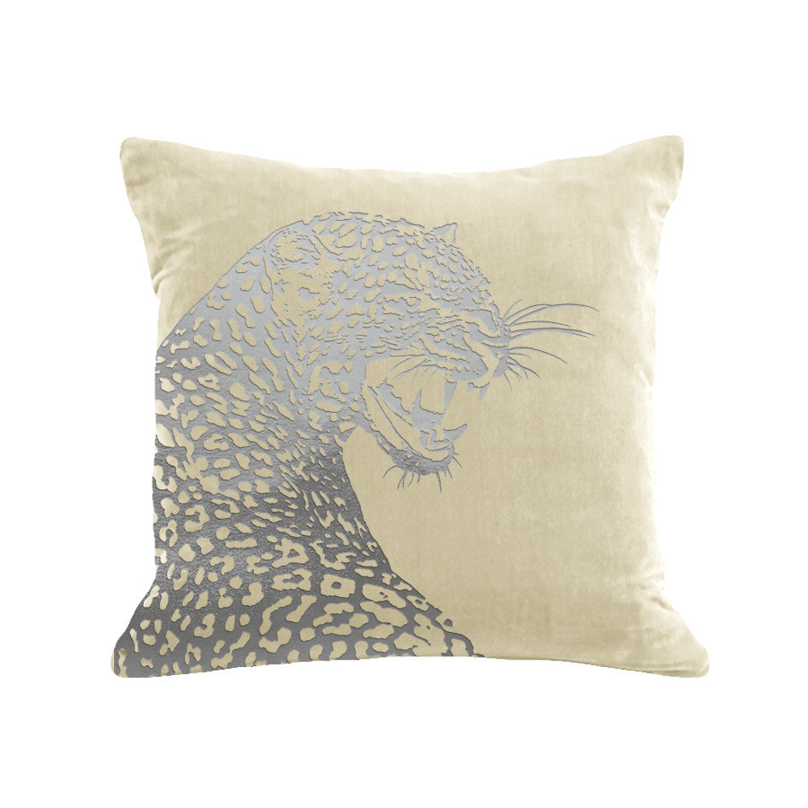 Leopard Pillow - cream / gunmetal foil / 18 x 18"