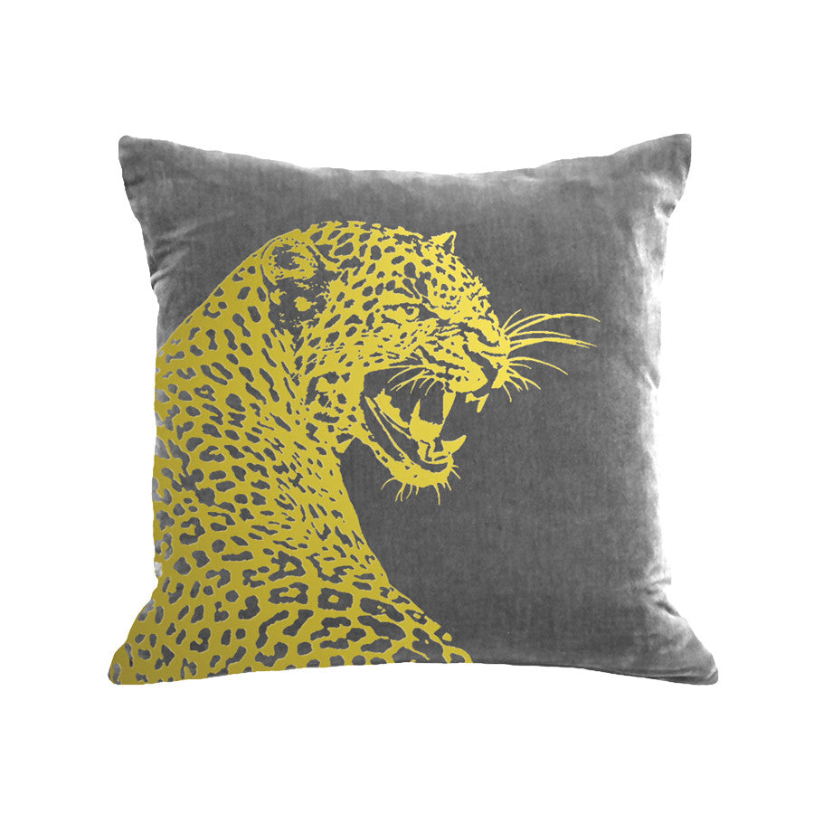 Leopard Pillow - platinum / gold foil / 18 x 18"