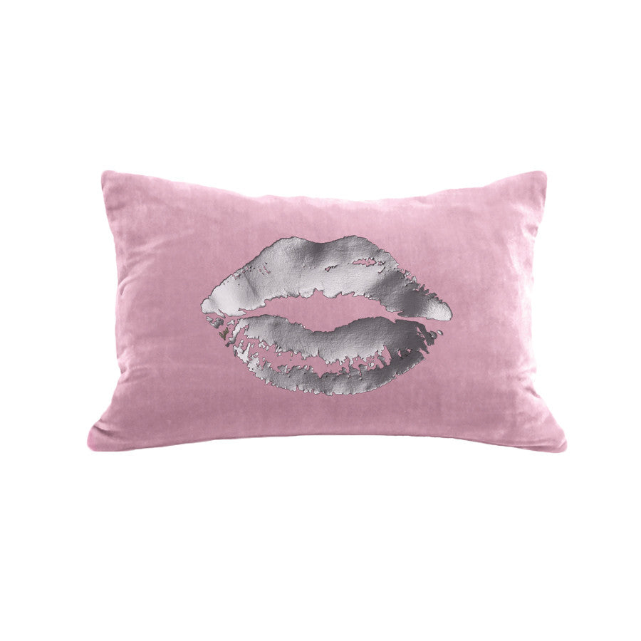 Lips Pillow - antique pink / gunmetal foil