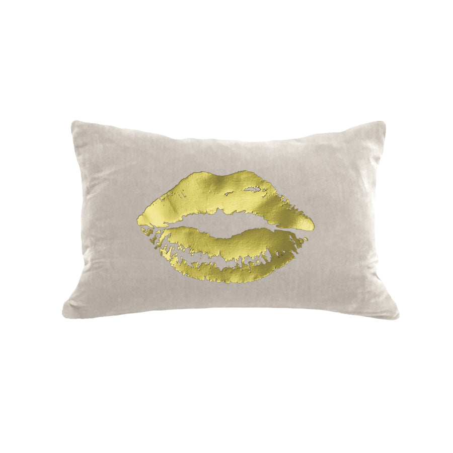 Lips Pillow - cream / gold foil