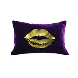 Lips Pillow - grape / gold foil