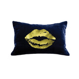 Lips Pillow - navy / gold foil