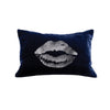 Lips Pillow - navy / gunmetal foil