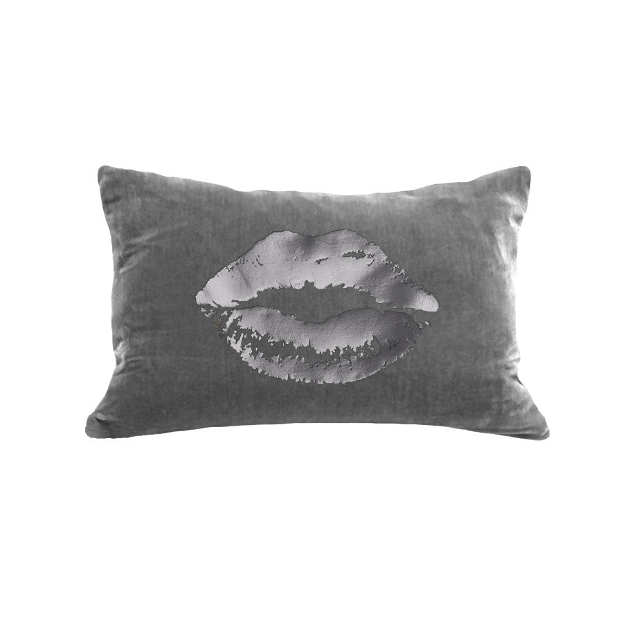 Lips Pillow - platinum / gunmetal foil