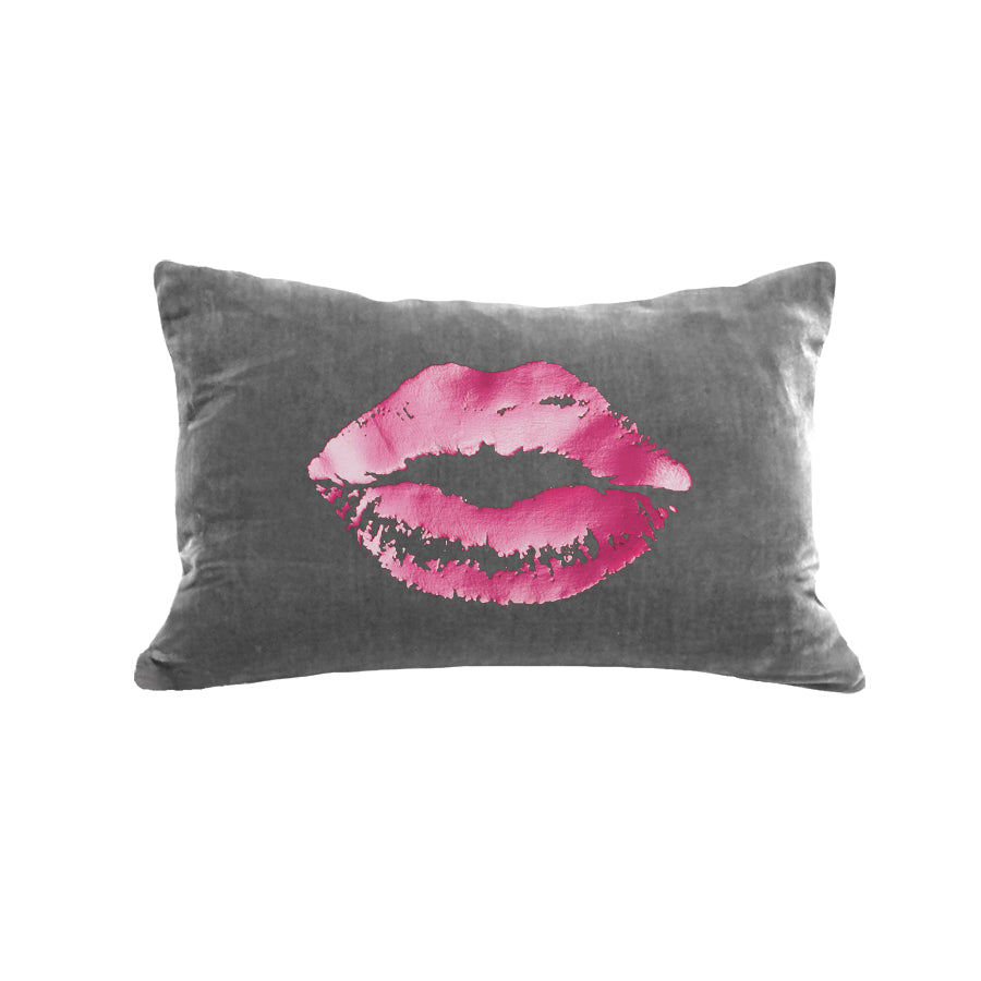 Lips Pillow - platinum / hot pink foil