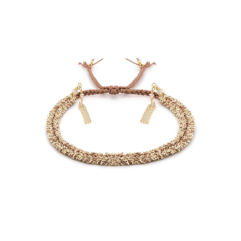 Woven Chain Bracelet | Beige Gold