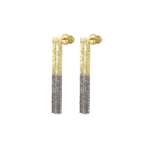 Two Tone Fringe Earrings | Long