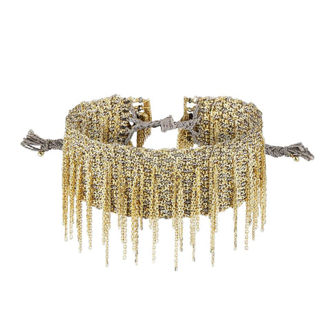 Double Wrap Fringe Bracelet | Choker | Gold