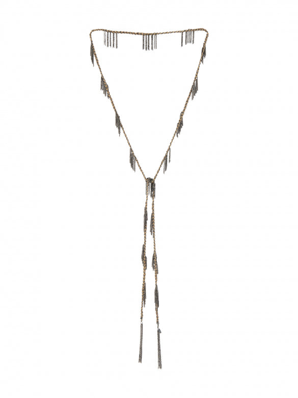 Multi Tassel Wrap Necklace | Ruthenium Black