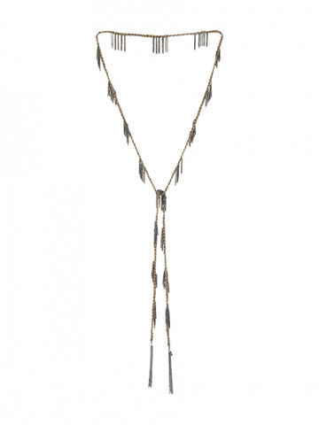 Long Wrap Necklace with Rectangle Beads