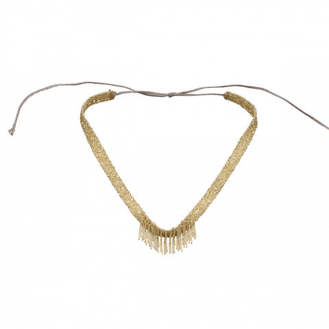 Flat Woven Choker Necklace | Gold