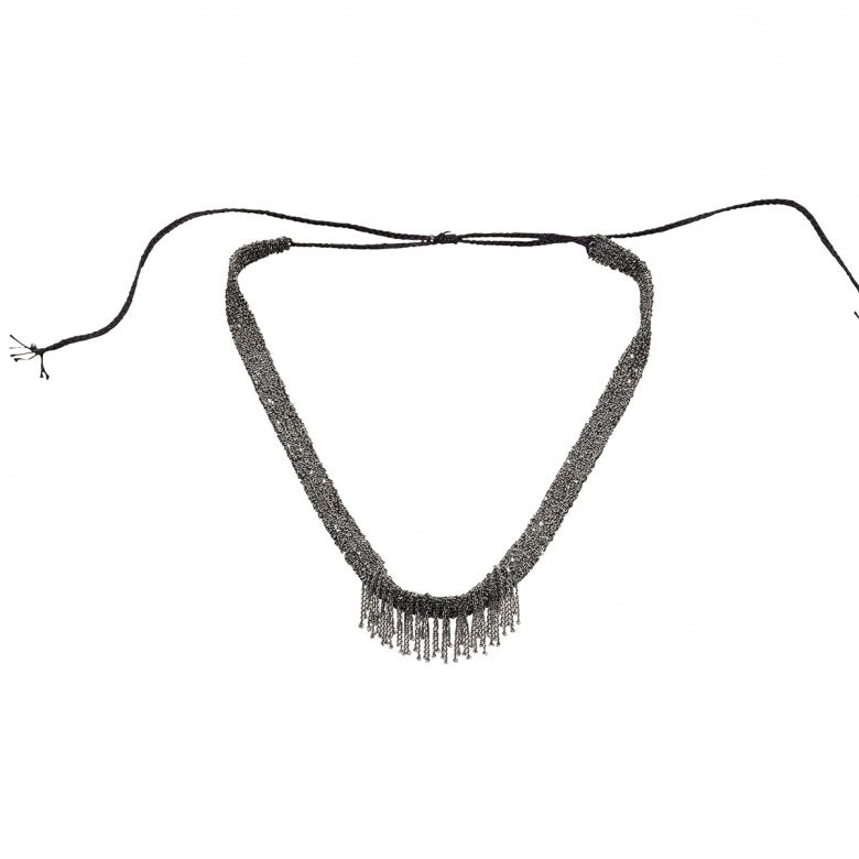 Flat Woven Choker Necklace | Black Ruthenium