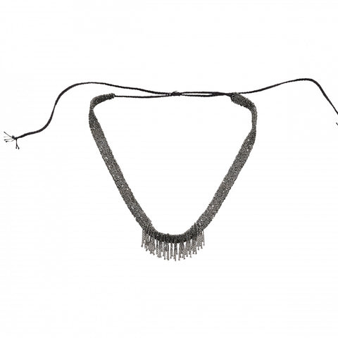 Long Fringe Wrap Necklace | Black