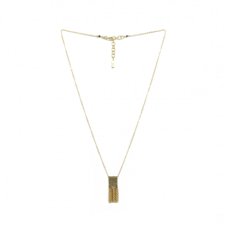 Woven Tab Fringe Necklace