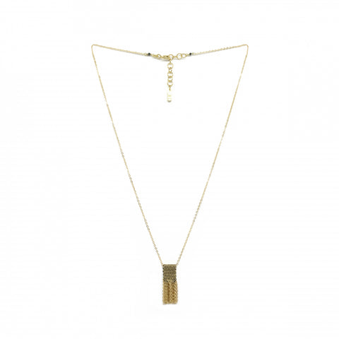 Woven Tab Fringe Necklace